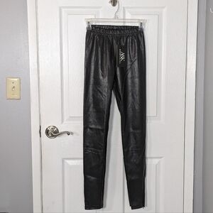 NWT A&K Madrigales Faux Leather Zip-Ankle Leggings with Stretch‎ Waist Size 0
